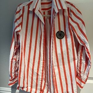 Morgan Stewart sport button down cabana shirt